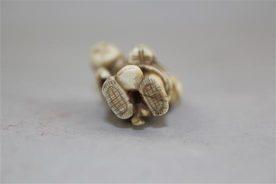Four Japanese ivory carvings, late 19th / early 20th century, 5.4cm (4)